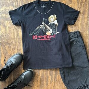 Death Note Misa Amane Anime Graphic Tee Medium Black Y2K Manga Shirt